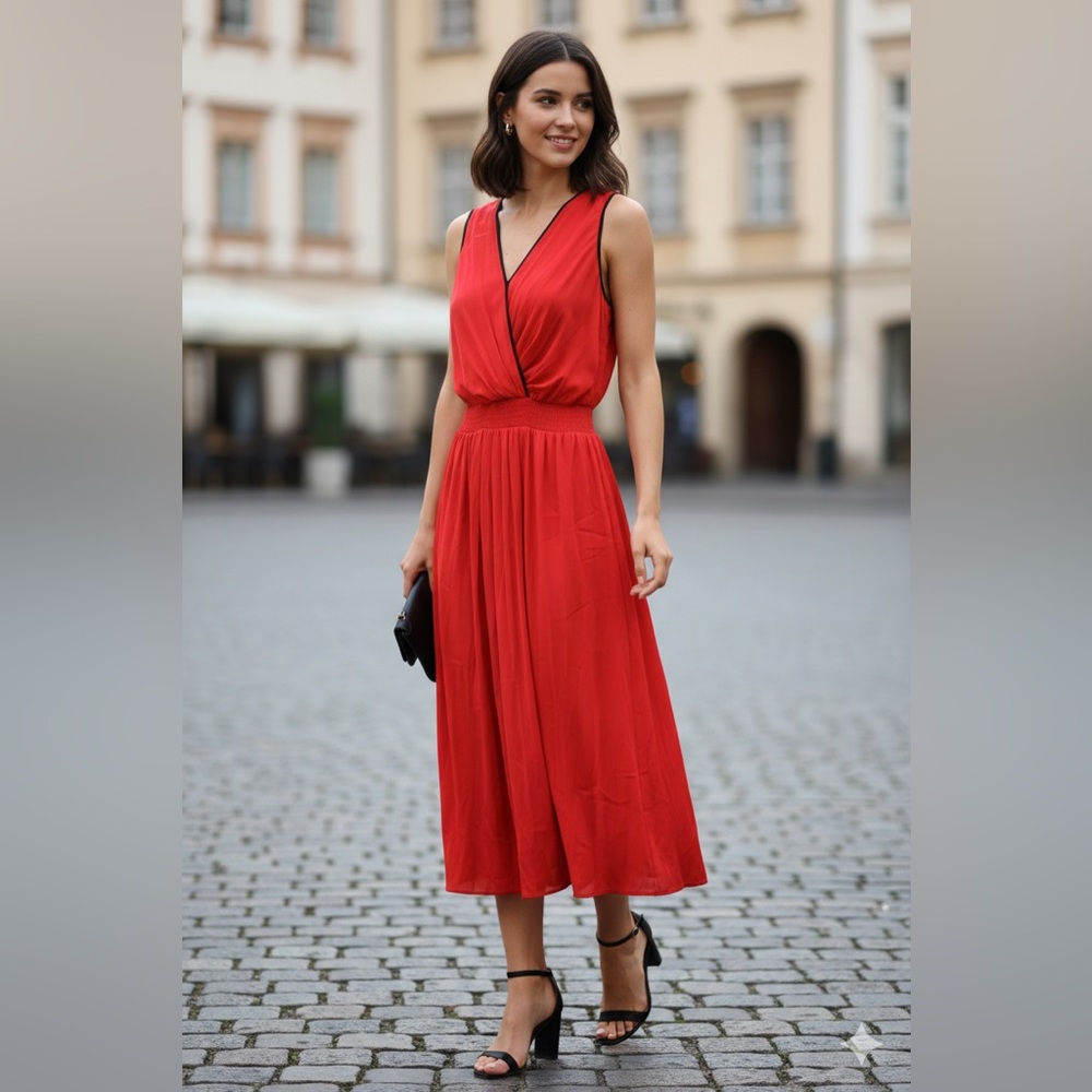 NWT! The Kooples Red Silky Dress, Size 1 (S), Midi